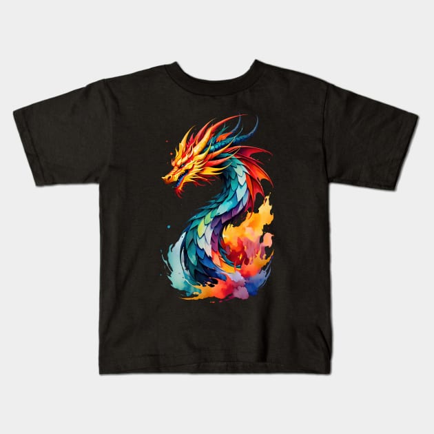 Colors of Fire Dragon Kids T-Shirt by bobyberto